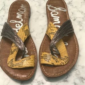 Sam Edelman Yellow & Bronze Leather Sandals Sz 7